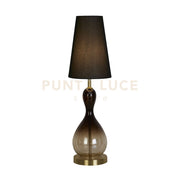 Lampada da tavolo Marakesh 1Lt in ottone satinato, metallo, vetro sfumato nero