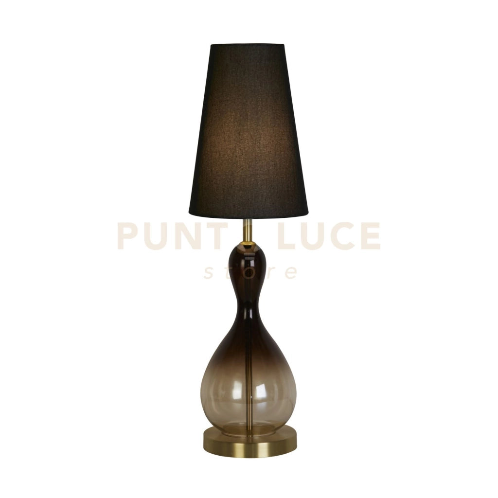 Lampada da tavolo Marakesh 1Lt in ottone satinato, metallo, vetro sfumato nero