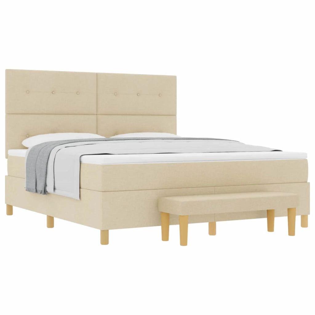 Letto a molle con testiera Crema 200 x 180 cm Tessuto 3344322