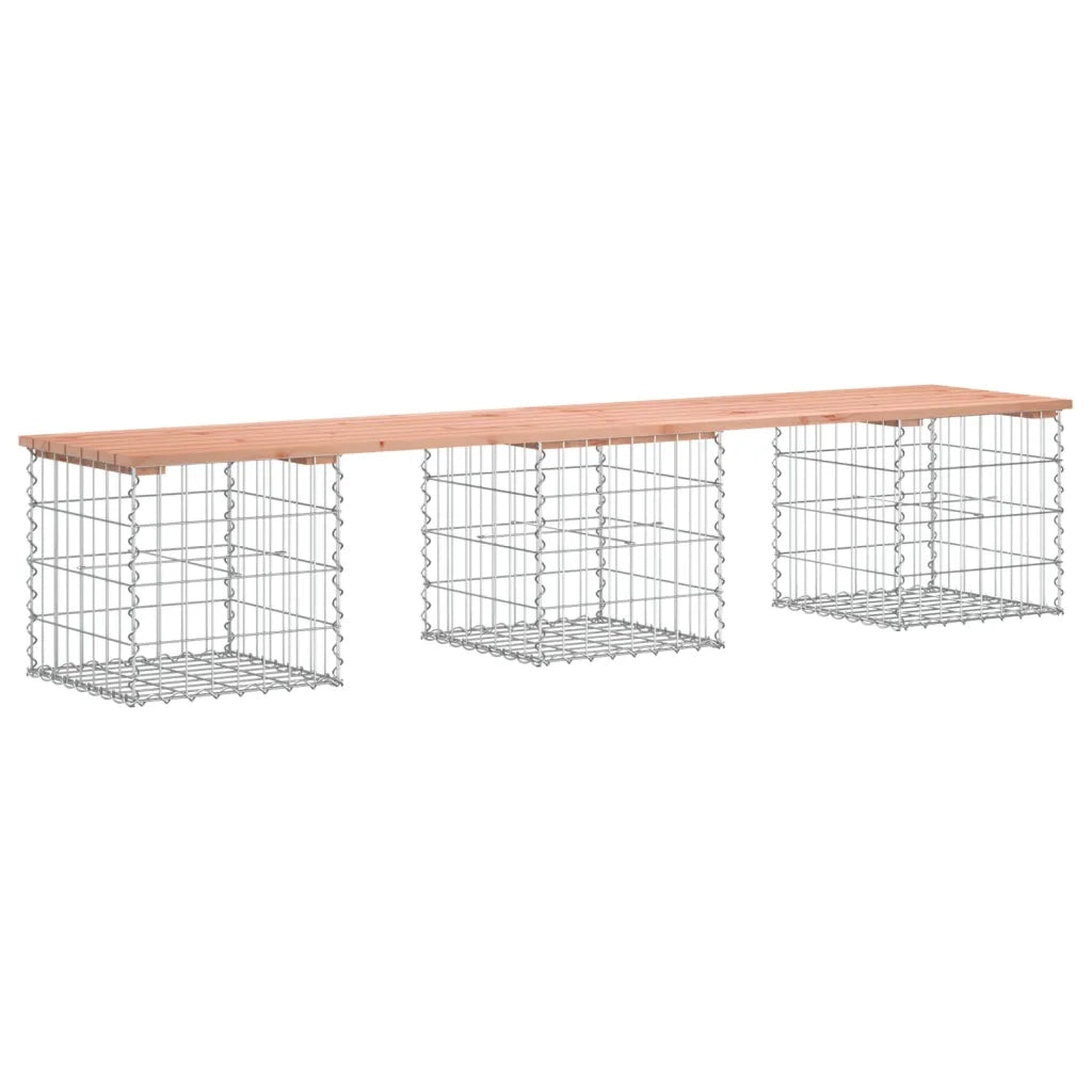 Panca da Giardino Design Gabbione-Sgabello-Panca da esterno 203x44x42 cm Massello Douglas
