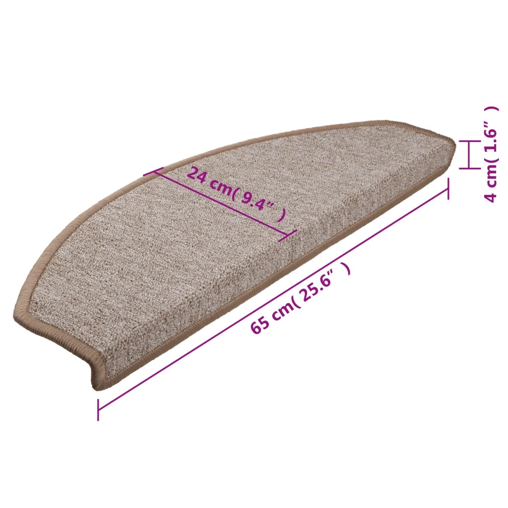 Tappetini per scale 15 pz 65x24x4 cm Marrone chiaro Semicircolari Grandi 133886