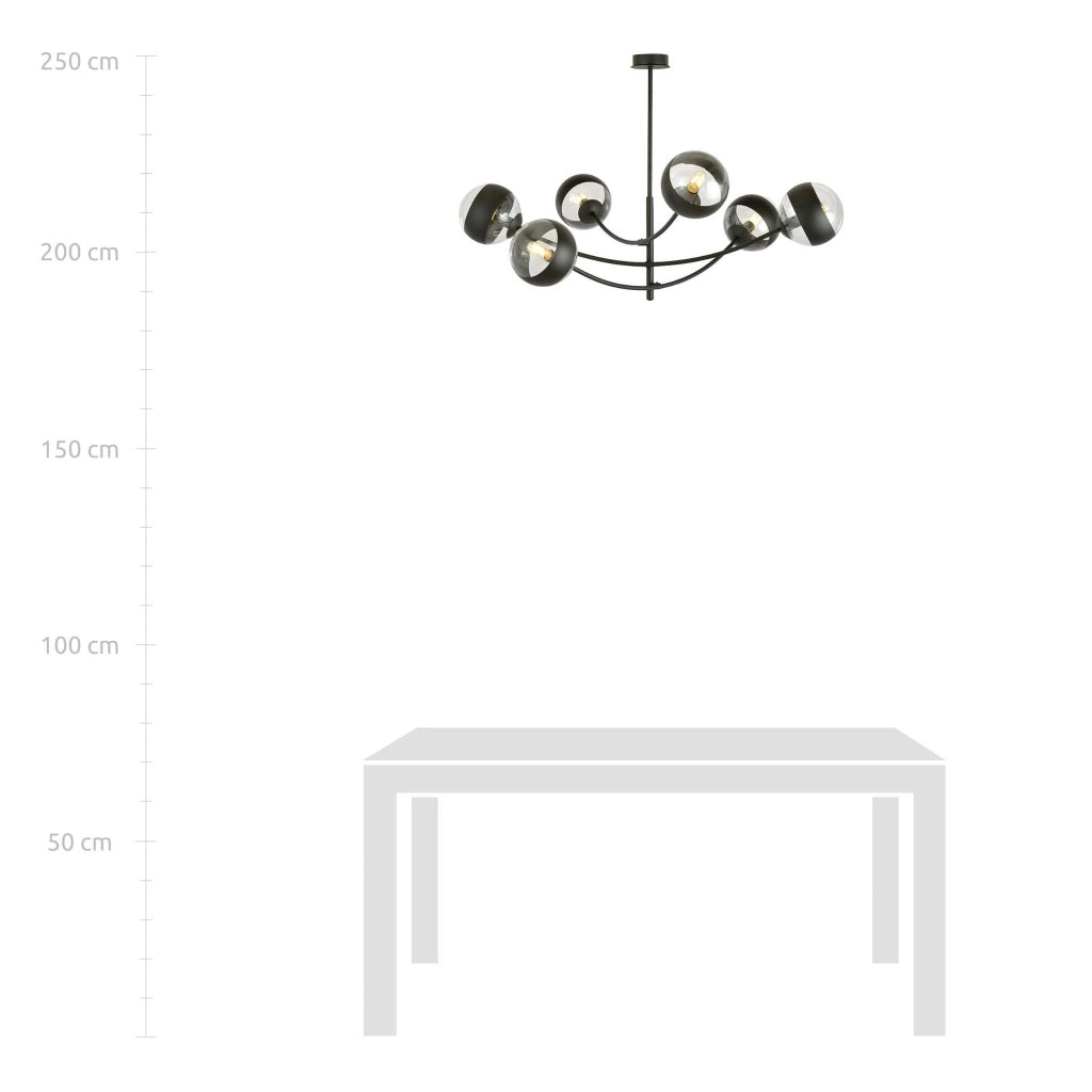 Lampadario Emibig Hunter 6xE14 nero/vetro trasparente