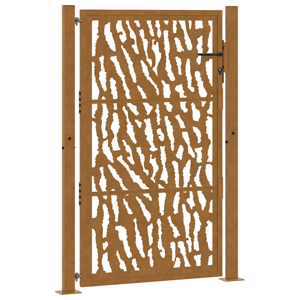 Cancello da giardino 100x150 cm in acciaio corten con design a traccia 4100986