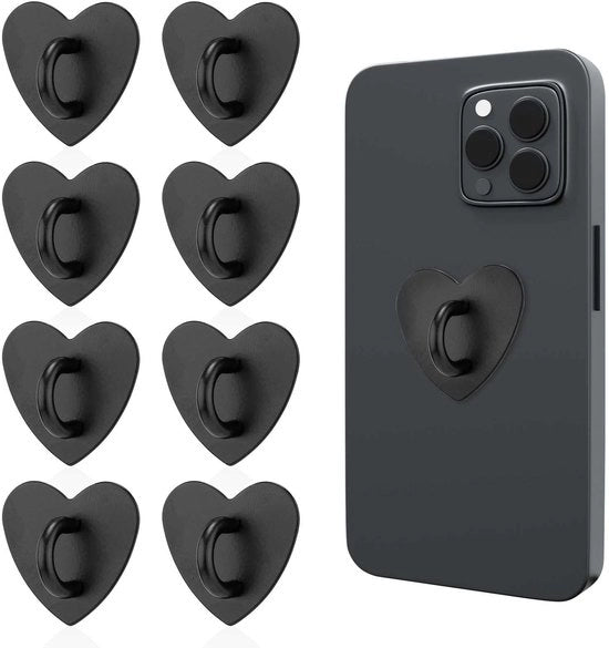 Ottimizzatore per Telefoni Cellulari 8 Pezzi - Forma Cardiaca - Supporto per Dito - Morsetto Standard - Supporto per Telefono Cellulare - Accessori DIY - Materiale in Acciaio di Alta Qualità - Supporto per Telefono Cellulare