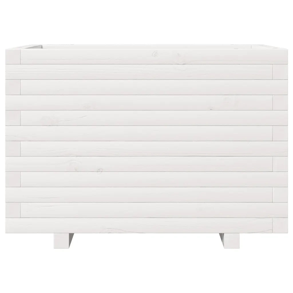 Fioriera da Giardino Bianca 70x40x49,5cm Legno Massello di Pino