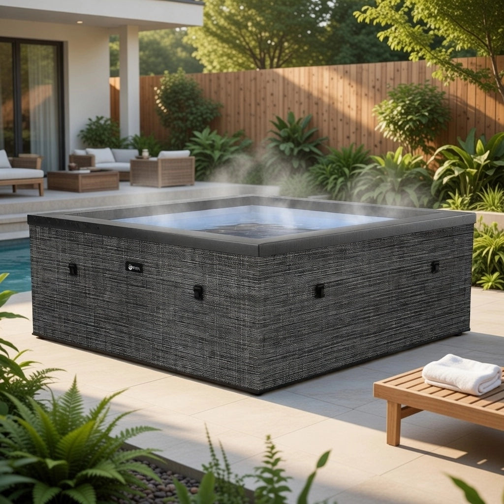 Piscina Spa Vasca Semi-Rigida 180x180x70 cm 6 Posti Riscaldamento Integrato Struttura in Schiuma NetSpa Celestia Grigio