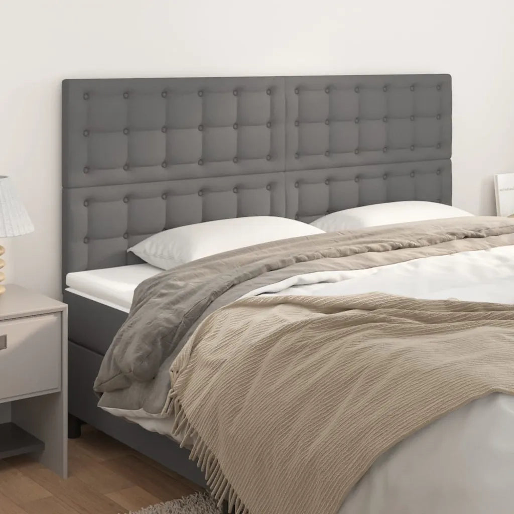 Testiera-Testata Decorativa Grigio 160x5x118/128 cm in Similpelle 551589