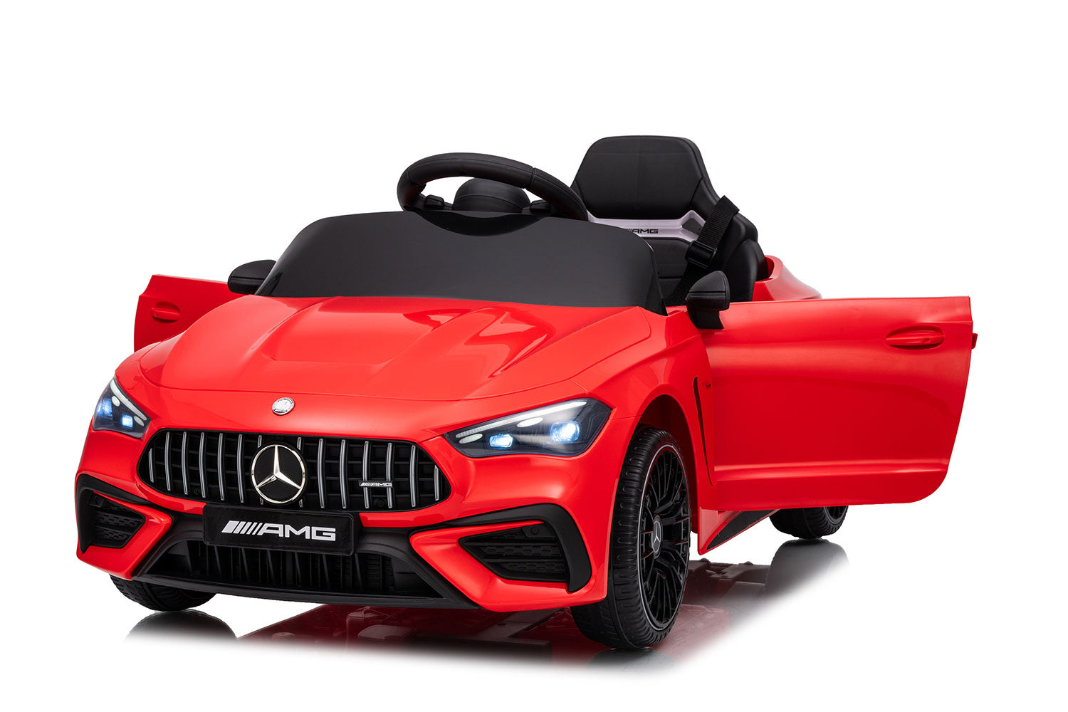 Macchina Elettrica per Bambini 12V Licenza Ufficiale Mercedes CLE53 Sedile in Pelle Rosso