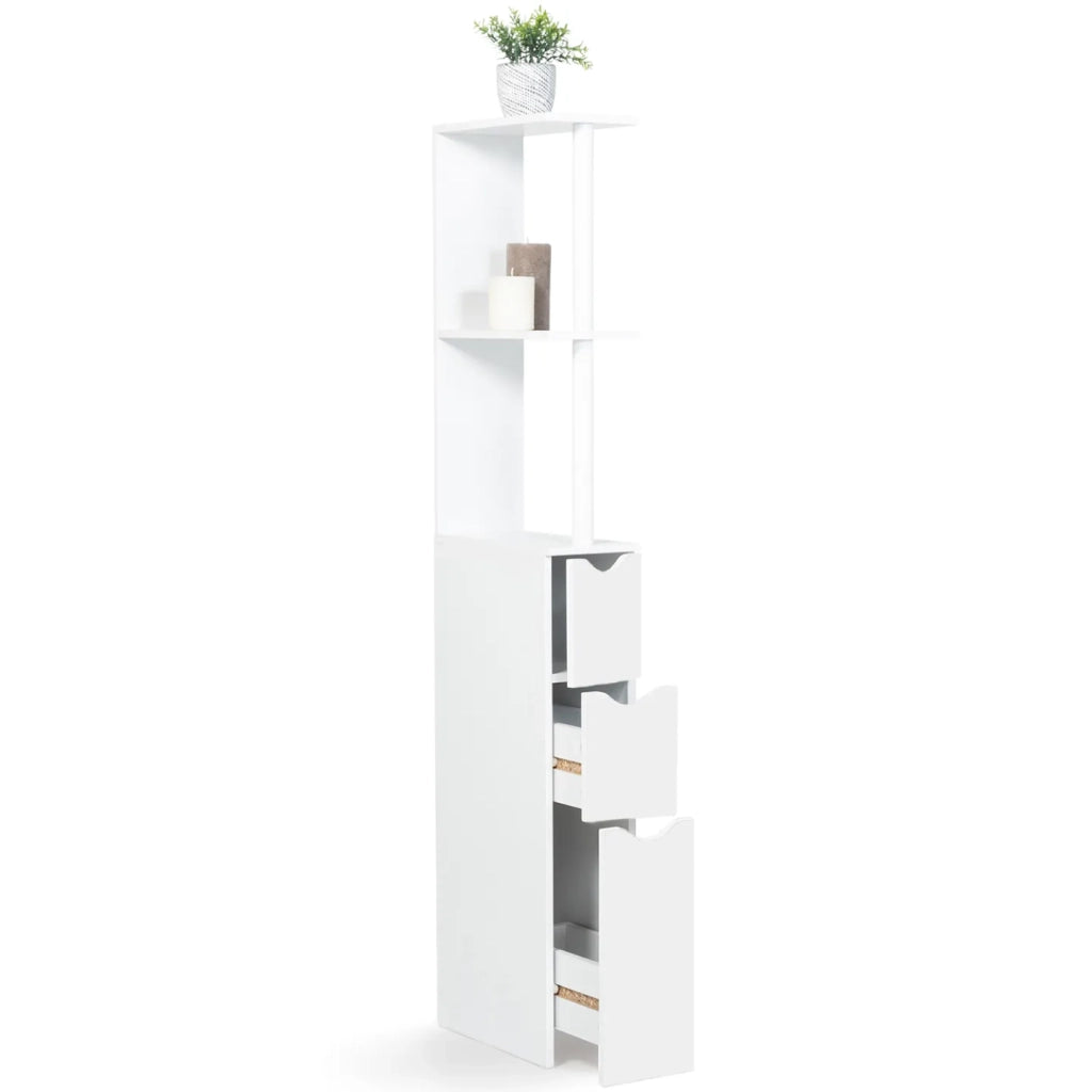 ProBache - Scaffalatura per toilette in legno bianco con 3 ante bianche WILLY