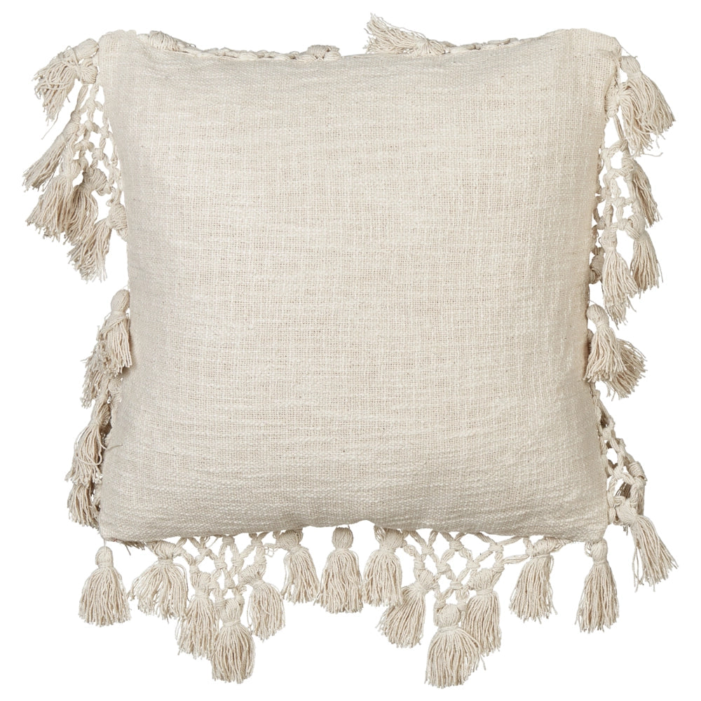 Set di 2 cuscini in cotone beige con nappe 45 x 45 cm  morbida imbottitura