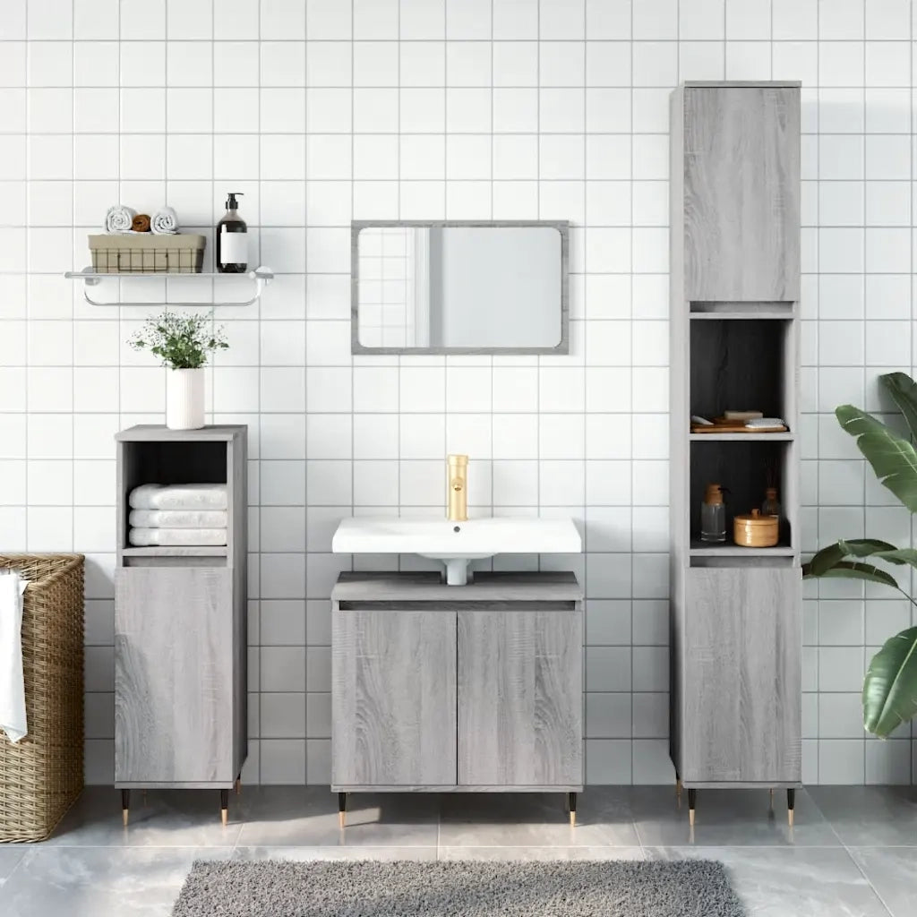 Mobile da Bagno Grigio Sonoma 58x33x60 cm in Legno Multistratocod mxl 80990