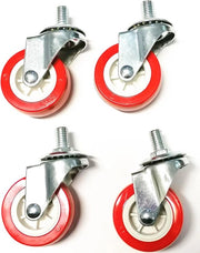 Set di ruote per mobili 50 mm con viti a testa M10, con rotazione a 360 gradi - Colore: Rosso
