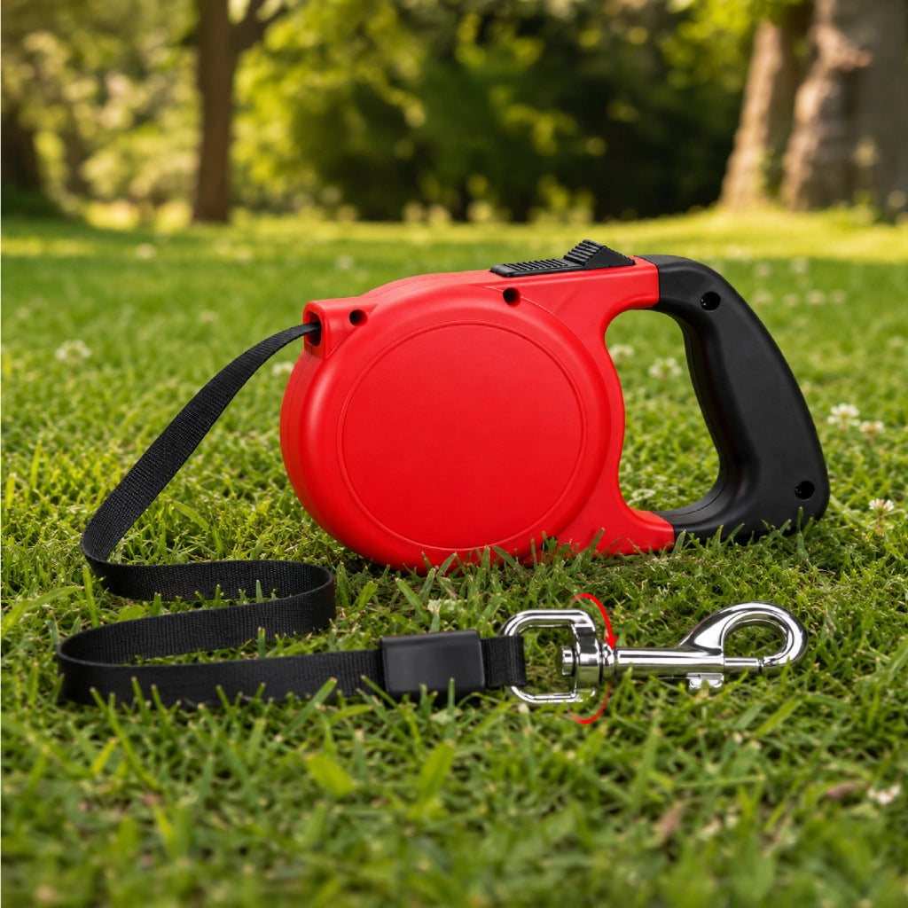Set 3 Guinzagli Estensibili per Cani con Sistema Retrattile e Pulsante di Blocco – Disponibile da 5 m fino a 20 kg o da 8 m fino a 30 kg  Rosso - 8Metri-30Kg