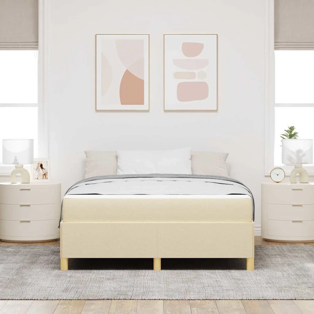 vidaXL Letto a molle con materasso Crema e Bianco 140 x 200 cm Tessuto