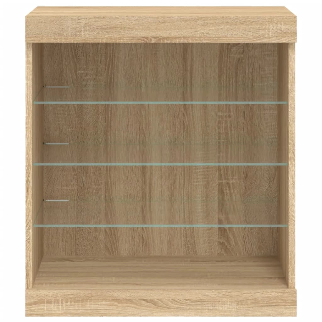 Buffet credenza cassettiera armadio mobile contenitore organizer per cucina soggiorno salotto con luci LED Sonoma 60,5 x 37 x 67 cm marrone 02_0029965