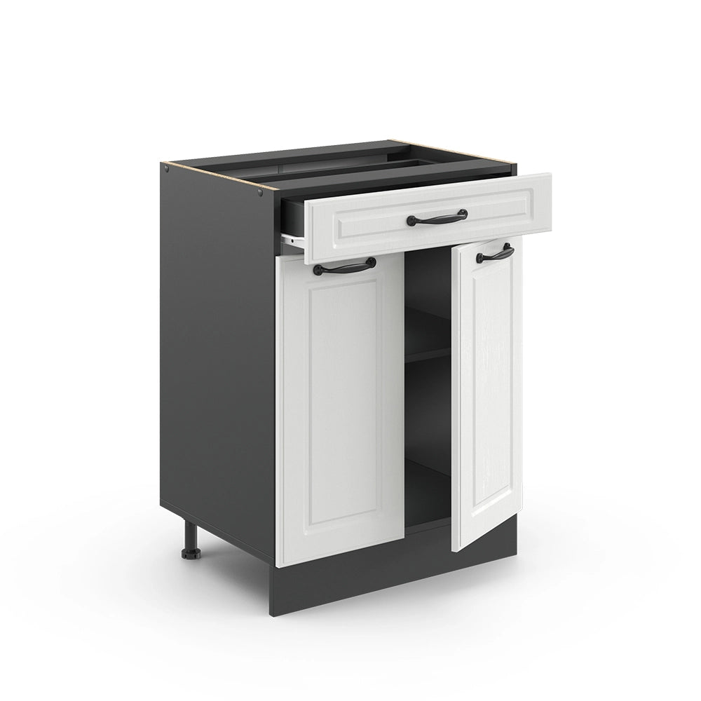 Vicco Mobiletto base per cucina Bianco casa di campagna 60 cm , PL Rovere