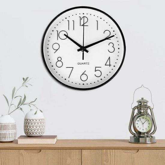 Orologio da parete da 20 cm, senza suono ticchettante, con abitacolo robusto e ecologico, decorativo classico e moderno, per scuola, casa, decorazione da parete (bianco)