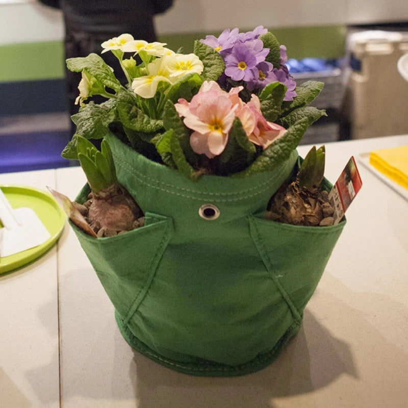 Vaso in tessuto per Erbe Aromatiche BloemBagz da 6 litri, con 3 tasche, colore Azzurro