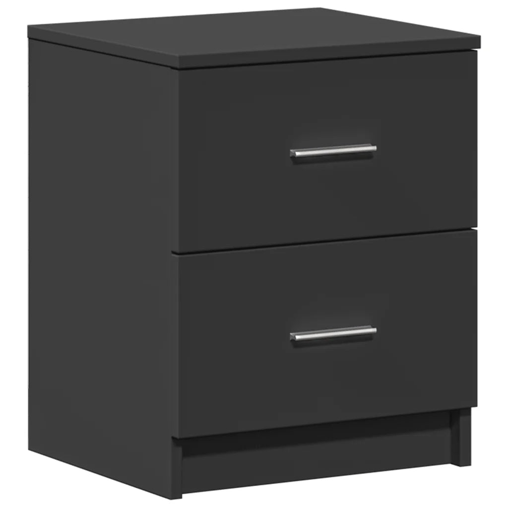 Comodino con 2 Cassetti Nero 40x36x50 cm