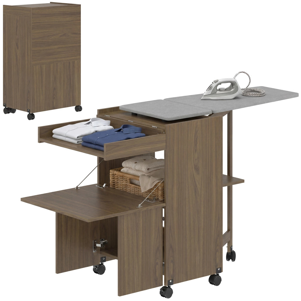 Mobile Asse da Stiro Pieghevole con Vano Aperto ¨C zephmum ¨C Marrone 154x55x87