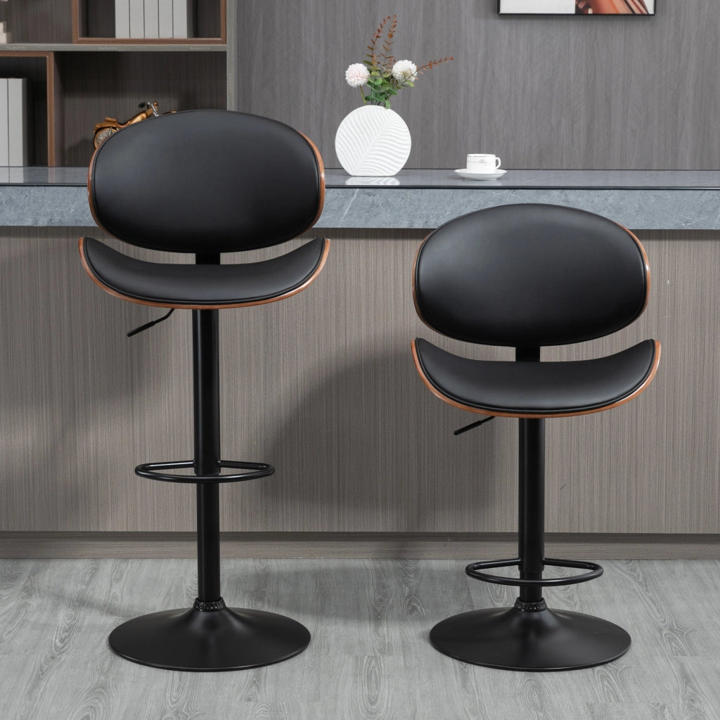 Set di 2 sedie da bar regolabili in altezza ¨C zephmum ¨C rivestimento sintetico nero 53x52x92-112 cm