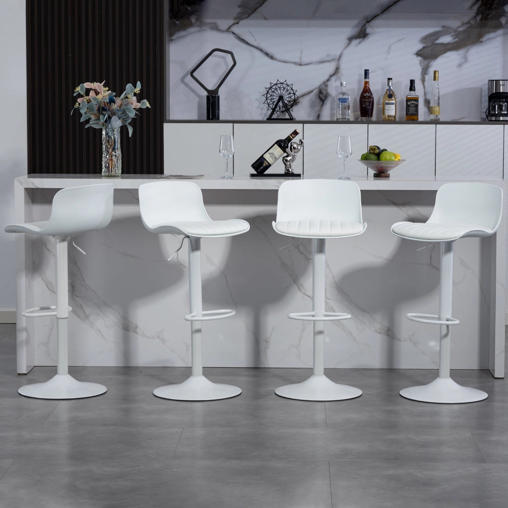 Sgabello da bar girevole con schienale ergonomico e altezza regolabile, struttura in metallo per cucina, bianco