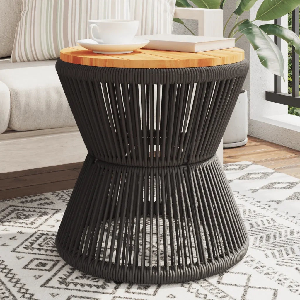 Tavolino Base in Filo Metallico Nero Ã˜ 45x44 cm Massello Acacia