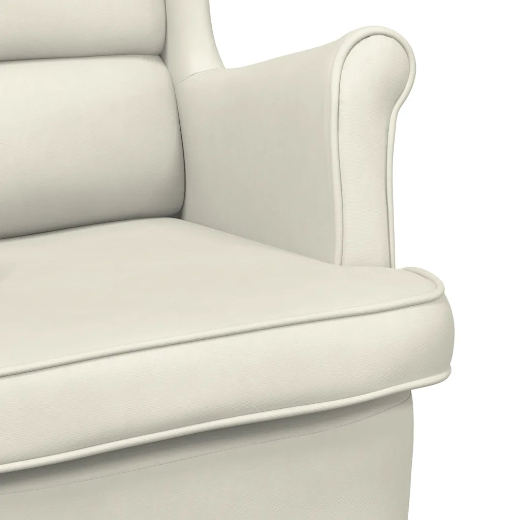 Sedia a dondolo con schienale alto in velluto crema 329372