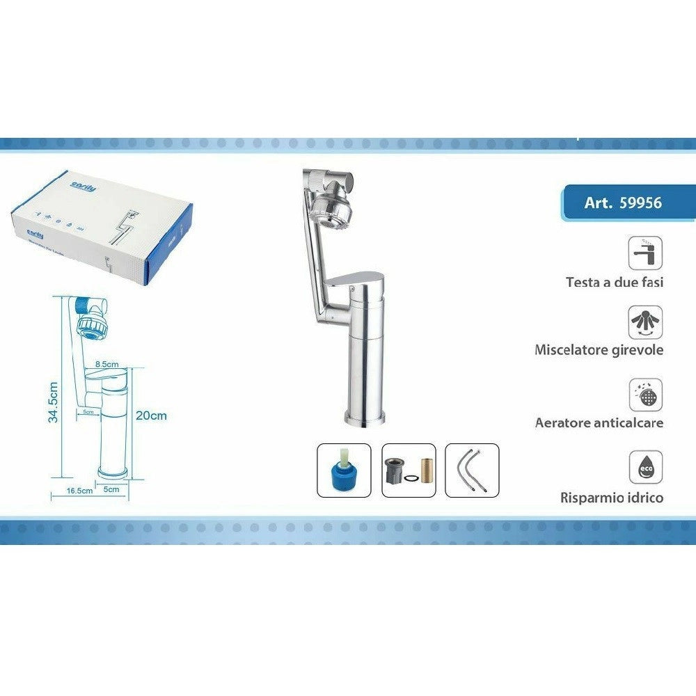 Trade Shop - Miscelatore Rubinetto Monocomando Lavabo Lavandino Bagno Cucina Girevole 59956 -