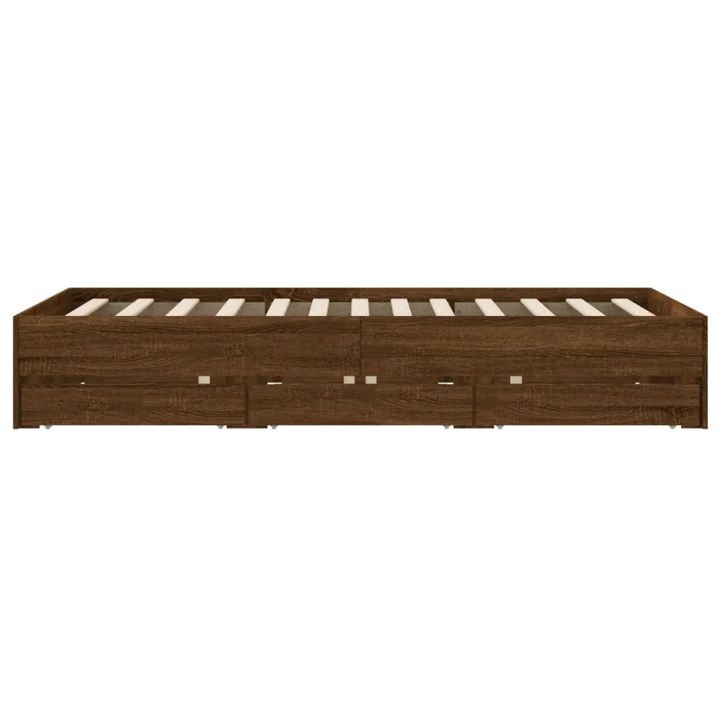 Letto matrimoniale | Letto per adulti | Giroletto Cassetti Rovere Marrone 120x190 cm Legno Multistrato