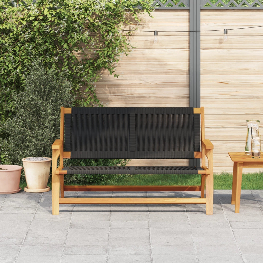 Panchina da giardino nera 76x122x73 cm legno massello di acacia