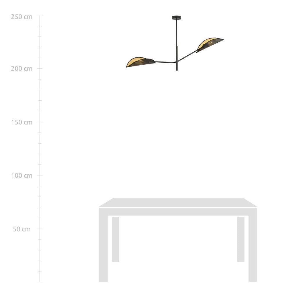 Emibig Plafoniera VENE 2 nero/oro metallo 2xE14 102 cm