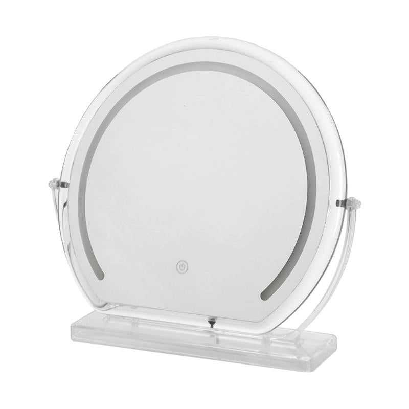 SPECCHIO TONDO TOUCH DA TAVOLO CON ILLUMINAZIONE LED 3 LUCI REGOLABILI, CON CAVO USB DIMENSIONE 46X10X42 CM