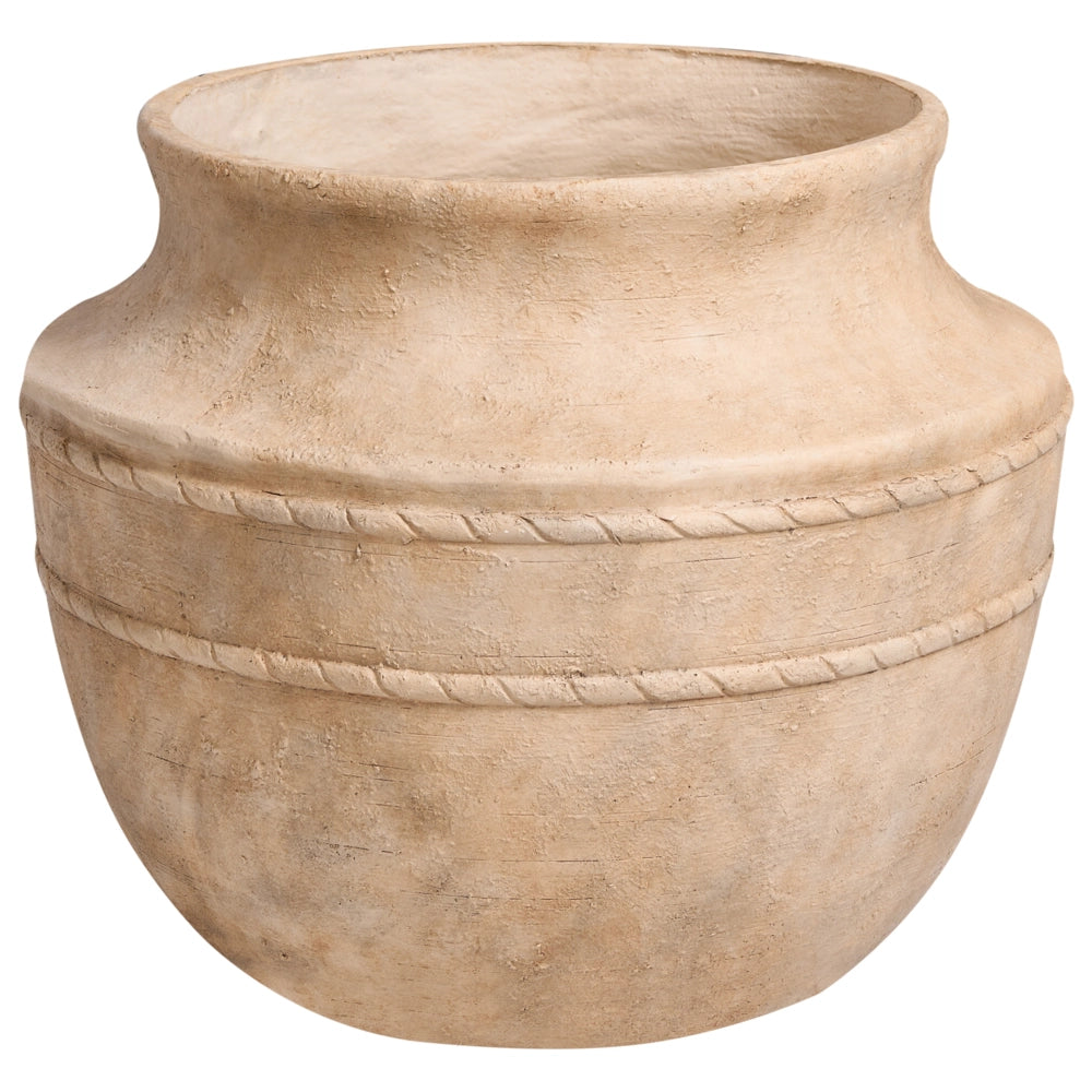 Vaso Piante Beige Pietra Fibra d'Argilla Poliresina 56 x 56 x 47 cm Interno Esterno