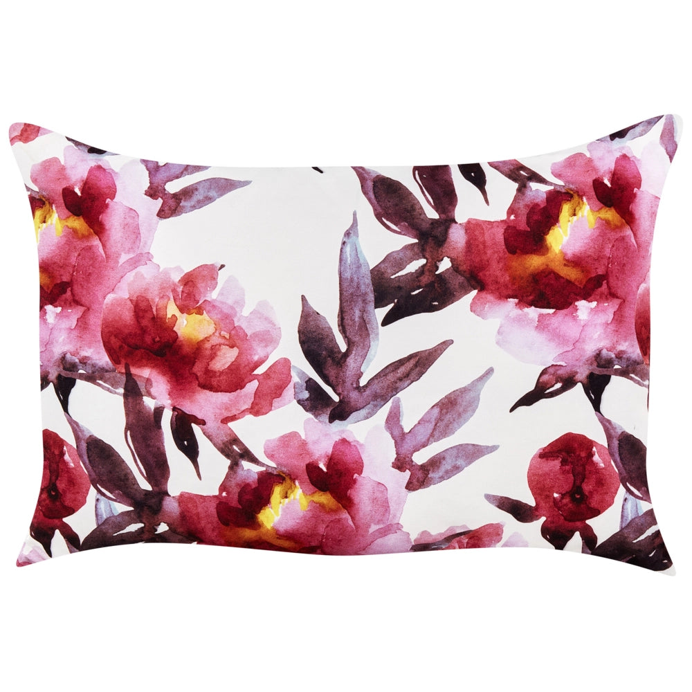 Set di 2 cuscini da giardino in poliestere bianco e rosa con motivo floreale 40 x 60 cm Rettangolare Moderno per esterni Resistente all'acqua