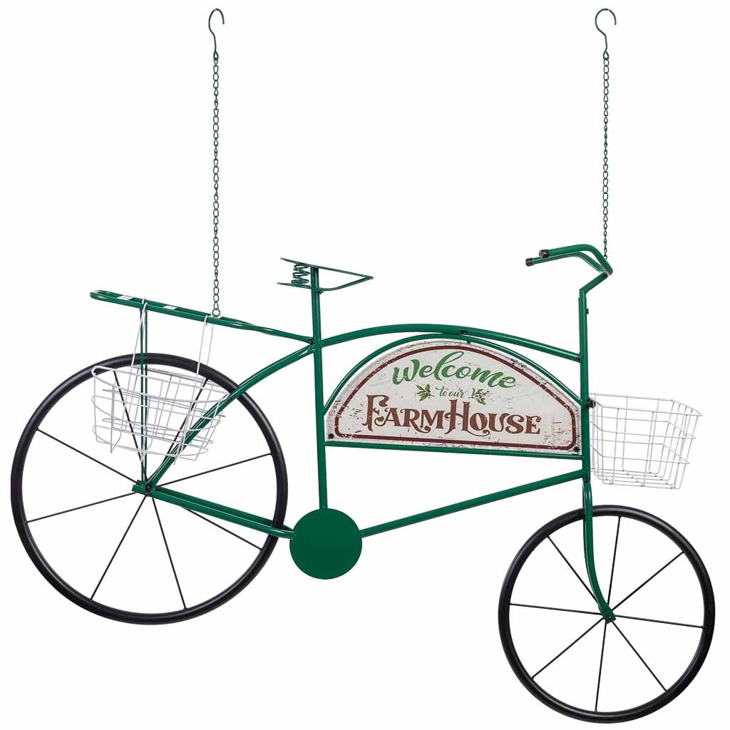 Bicicletta decorativa in metallo con due cestini 134x32x85h cm