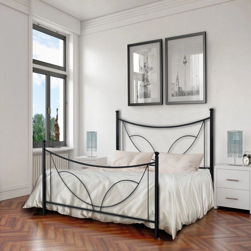 Letto in ferro una piazza e mezza con pediera TULIPANO Nero 126x208x h117 cm