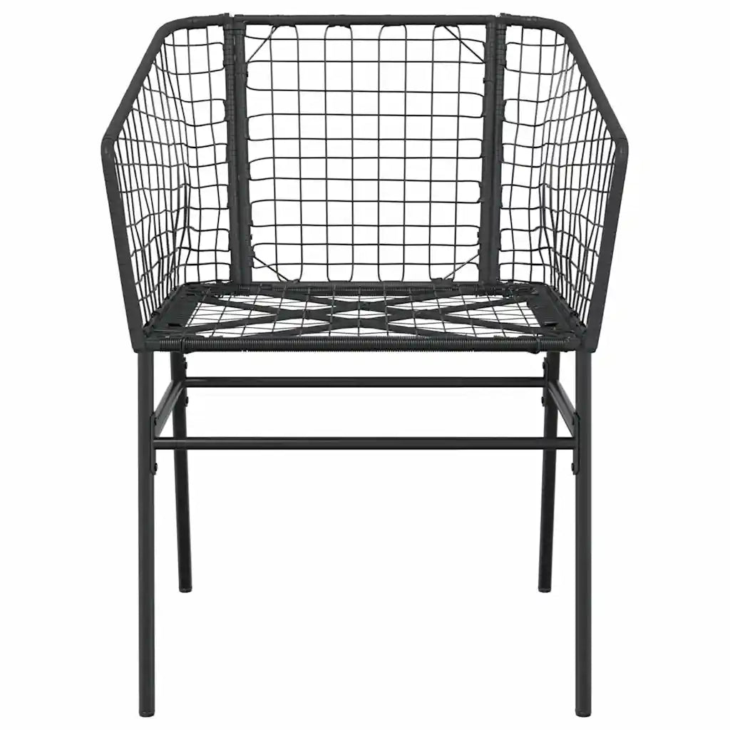 Set Mobili da Pranzo per Giardino 5 pz | Set Salotto da Giardino Nero Polyrattan Vetro