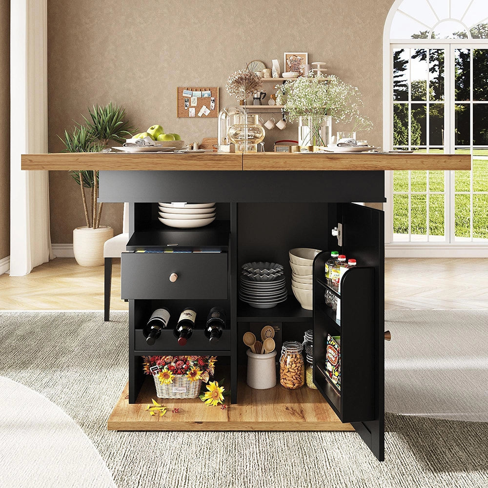Tavolo estensibile - Xylo - 110-140x80cm con scaffale vino e snack