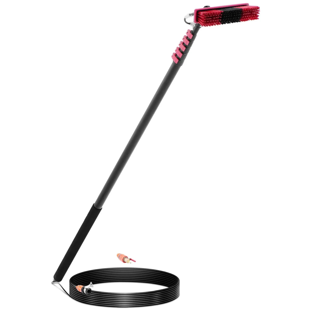 Puliscivetri telescopico professionale con alimentazione idrica per pannelli solari e finestre 1820 - 8900 mm alluminio PU ​​PP nero 14_0009235