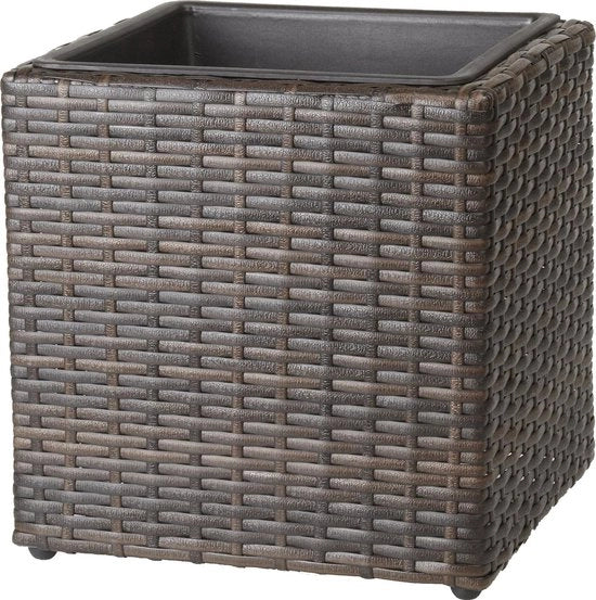 Scatola per piante in rattan policolor 28 x 28 x 28 cm - Impermeabile - Resistente alle intemperie - Bicolore marrone