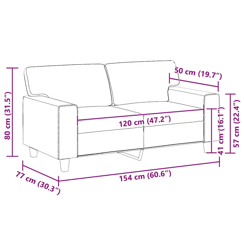 Divano a 2 Posti-Sofa 2 Posti Nero 120 cm in Similpelle 390480