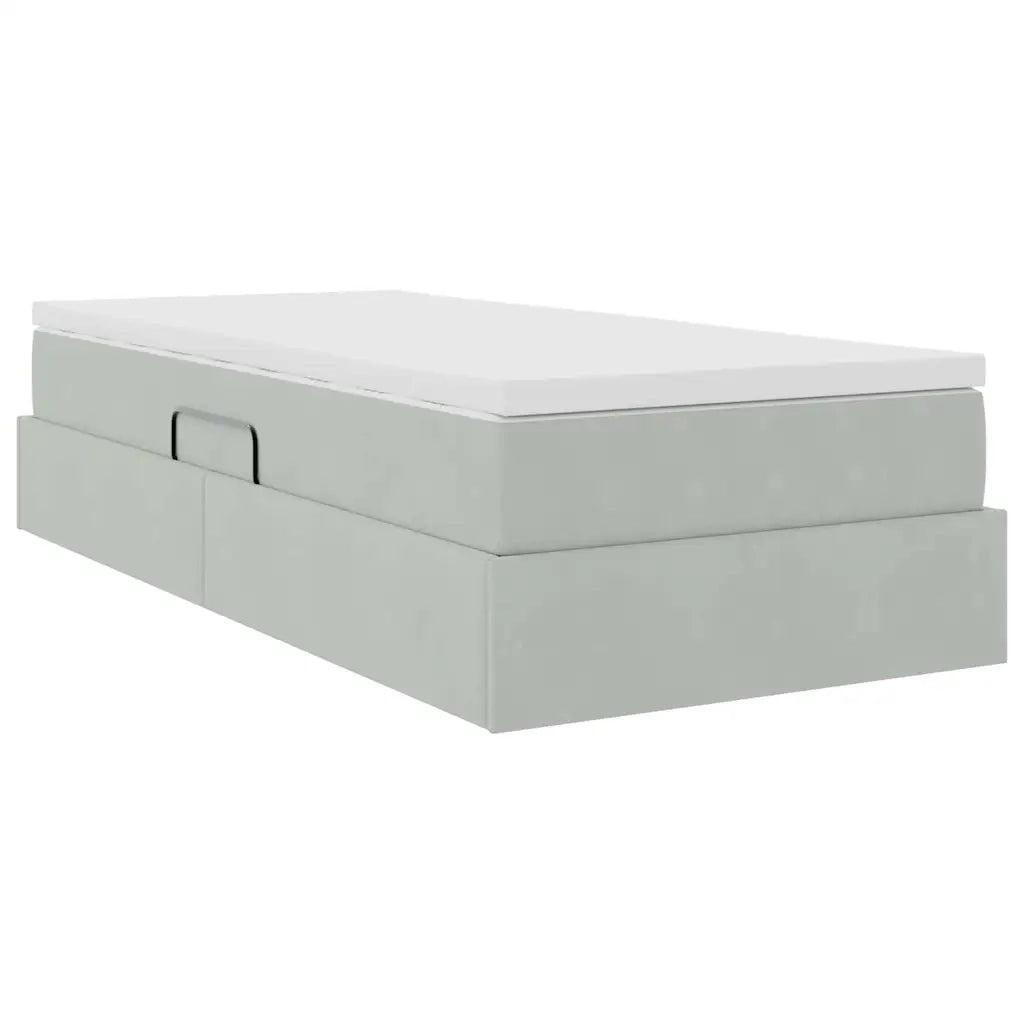Letto con contenitore e materasso Grigio chiaro 100 x 200 cm
