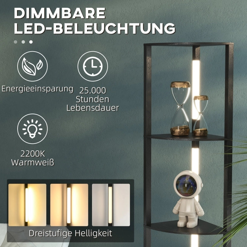 LAMPADA PIANTANA LED con 4 ripiani 41 x 29,5 x 163,5 cm Nero MDF