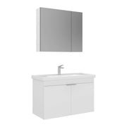 Set mobile lavabo con specchio (2 pezzi) "Desna 90" - 90 x 45 x 58 cm - Bianco opaco