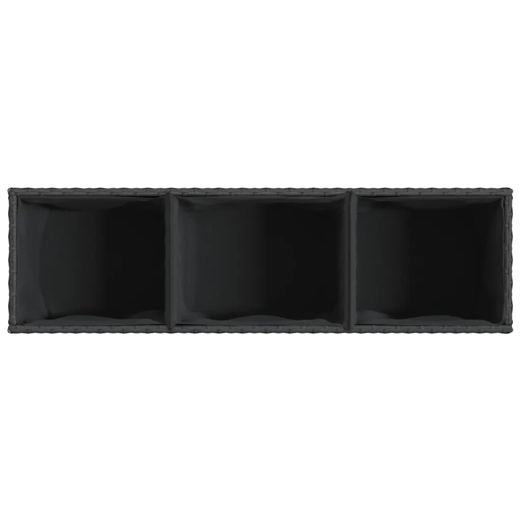 vidaXL Fioriera da Giardino con 3 Vasi Nera 105x30x32 cm in Polyrattan