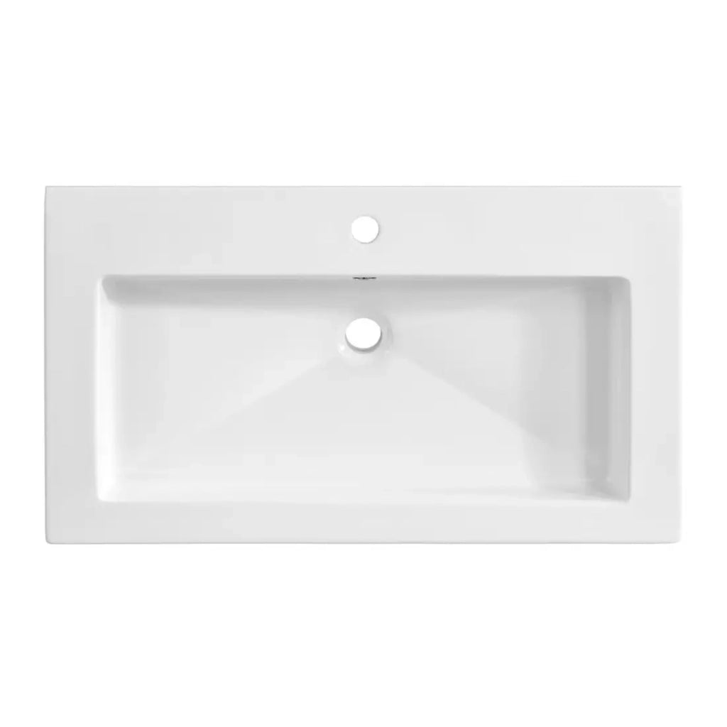 Lavabo da incasso ELIO 80 cm ceramica bianco lucido design minimalista