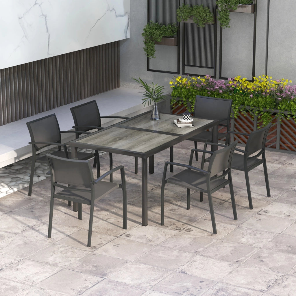 Set Giardino Tavolo e Sedie ¨C zephmum ¨C Grigio Polyrattan 150x87x72 cm