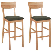 Set di 2 sedie da bar con seduta imbottita in legno chiaro verde chic elegante