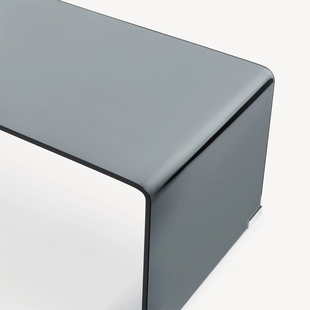 Tavolino da Caffè Väsas in Vetro 90 x 45 x 35 cm - Grigio [en.casa]